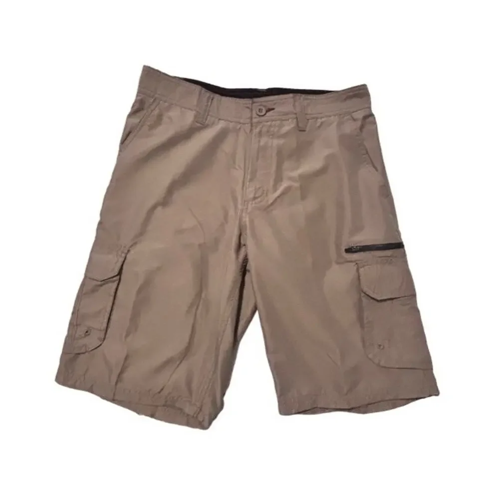 Burnside Cargo Shorts Utility Tan Size 30 Pockets 11” Inseam